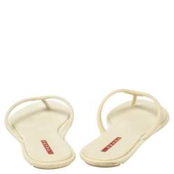 Pre Owned Prada Sport Cream Rubber Thong Sandals Size 38