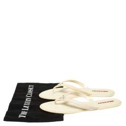 Pre Owned Prada Sport Cream Rubber Thong Sandals Size 38