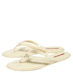 Pre Owned Prada Sport Cream Rubber Thong Sandals Size 38