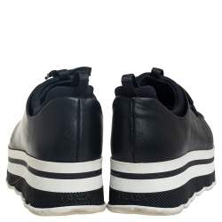 Pre Owned Prada Sport Black Leather Platform Sneakers Size 38