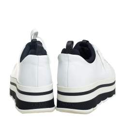 Pre Owned Prada Sport White Leather Platform Sneakers Size 38