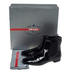 Pre Owned Prada Sport Black Patent Leather Chelsea Boots Size 36.5