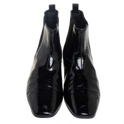 Pre Owned Prada Sport Black Patent Leather Chelsea Boots Size 36.5