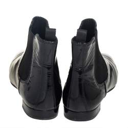 Pre Owned Prada Sport Black Patent Leather Chelsea Boots Size 36.5