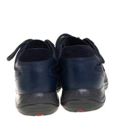 Pre Owned Prada Sport Blue Nylon And Leather Low Top Sneakers Size 39