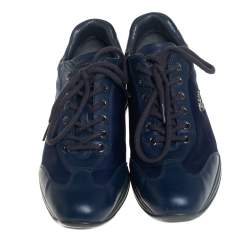 Pre Owned Prada Sport Blue Nylon And Leather Low Top Sneakers Size 39