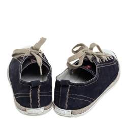 Pre Owned Prada Sport Navy Blue Suede And Rubber Cap Toe Low Top Sneakers Size 37.5