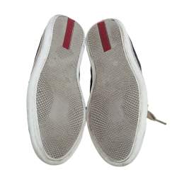 Pre Owned Prada Sport Navy Blue Suede And Rubber Cap Toe Low Top Sneakers Size 37.5