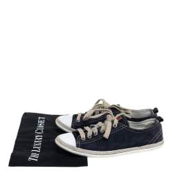 Pre Owned Prada Sport Navy Blue Suede And Rubber Cap Toe Low Top Sneakers Size 37.5