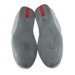 Pre Owned Prada Sport Silver Woven Leather Low Top Sneakers Size 37.5