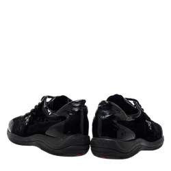 Pre Owned Prada Sports Black Patent Leather And Velvet Low Top Sneakers Size 37