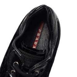 Pre Owned Prada Sports Black Patent Leather And Velvet Low Top Sneakers Size 37