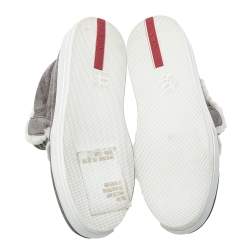 Pre Owned Prada Sport Grey Suede Fur Lined High Top Sneakers Size 37