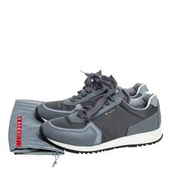Pre Owned Prada Sport Grey Nylon And Leather Low Top Sneakers Size 39.5