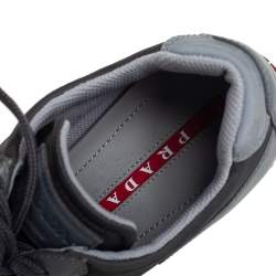Pre Owned Prada Sport Grey Nylon And Leather Low Top Sneakers Size 39.5