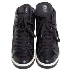 Pre Owned Prada Sport Black Nylon And Leather High Top Sneakers Size 40
