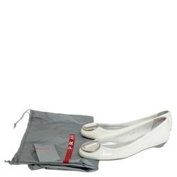 Pre Owned Prada White Patent Leather Ballet Flats Size 36