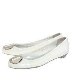 Pre Owned Prada White Patent Leather Ballet Flats Size 36