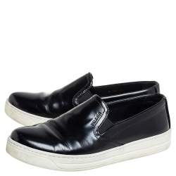 Pre Owned Prada Sport Black Leather Slip On Sneakers Size 36.5