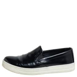 Pre Owned Prada Sport Black Leather Slip On Sneakers Size 36.5