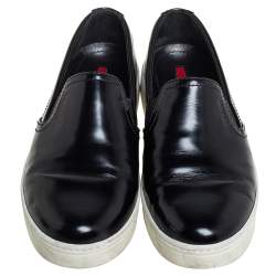 Pre Owned Prada Sport Black Leather Slip On Sneakers Size 36.5