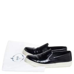 Pre Owned Prada Sport Black Leather Slip On Sneakers Size 36.5