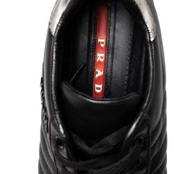 Prada Sport Black Leather Low Top Sneakers Size 36.5