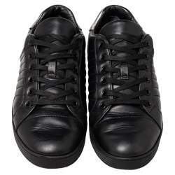 Prada Sport Black Leather Low Top Sneakers Size 36.5