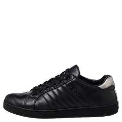 Prada Sport Black Leather Low Top Sneakers Size 36.5