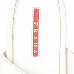 Pre Owned Prada Sport White Leather Espadrille Platform Slide Sandals Size 40