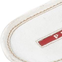 Pre Owned Prada Sport White Leather Espadrille Platform Slide Sandals Size 40