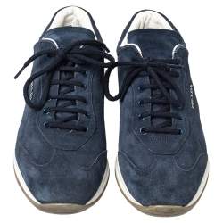 Pre Owned Prada Sport Blue Suede Low Top Sneakers Size 36.5