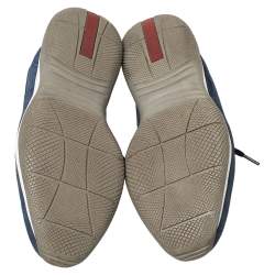 Pre Owned Prada Sport Blue Suede Low Top Sneakers Size 36.5