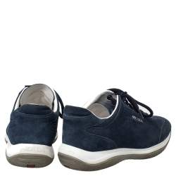 Pre Owned Prada Sport Blue Suede Low Top Sneakers Size 36.5