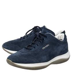 Pre Owned Prada Sport Blue Suede Low Top Sneakers Size 36.5