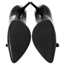 Pre Owned Prada Sport Black Patent Leather Bow Pointed Toe Pumps Size 37.5 