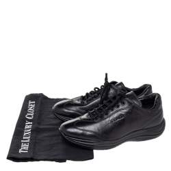 Pre Owned Prada Sport Black Leather Low Top Sneakers Size 36.5