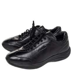 Pre Owned Prada Sport Black Leather Low Top Sneakers Size 36.5
