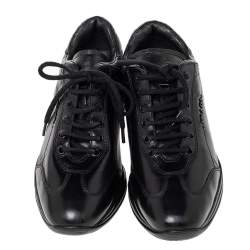 Pre Owned Prada Sport Black Leather Low Top Sneakers Size 36.5