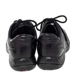 Pre Owned Prada Sport Black Leather Low Top Sneakers Size 36.5