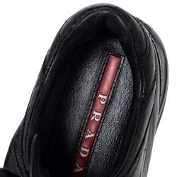 Pre Owned Prada Sport Black Leather Low Top Sneakers Size 36.5