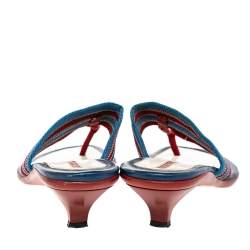 Pre Owned Prada Sport Red/Blue Nylon Thong Slide Sandals Size 41