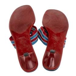 Pre Owned Prada Sport Red/Blue Nylon Thong Slide Sandals Size 41