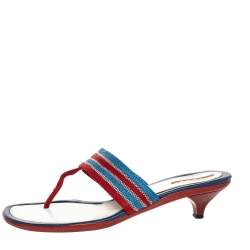 Pre Owned Prada Sport Red/Blue Nylon Thong Slide Sandals Size 41
