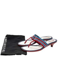 Pre Owned Prada Sport Red/Blue Nylon Thong Slide Sandals Size 41