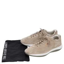 Pre Owned Prada Sport Beige Suede Lace Up Low Top Sneakers Size 41