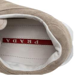 Pre Owned Prada Sport Beige Suede Lace Up Low Top Sneakers Size 41