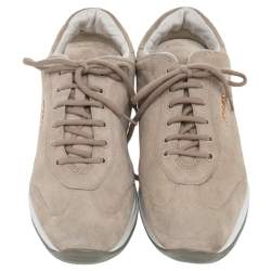 Pre Owned Prada Sport Beige Suede Lace Up Low Top Sneakers Size 41