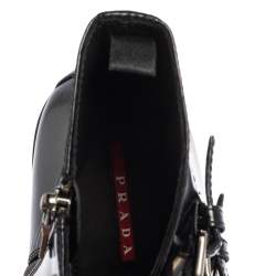 Pre Owned Prada Sport Black Glossy Leather Ankle Length Boots Size 40