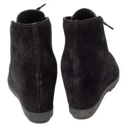 Pre Owned Prada Sport Black Suede Wedge Sneakers Size 36.5 